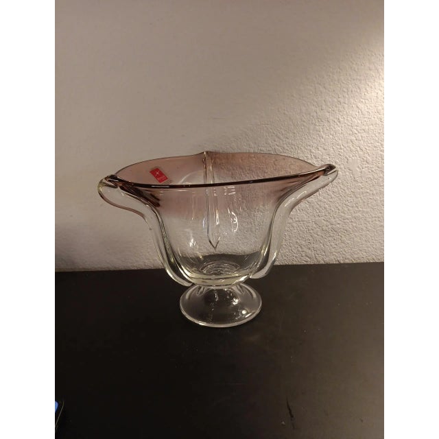 1980s Bormioli Rocco in Italy Clear & Amethyst Umbra Pedestal Vase For Sale - Image 4 of 6