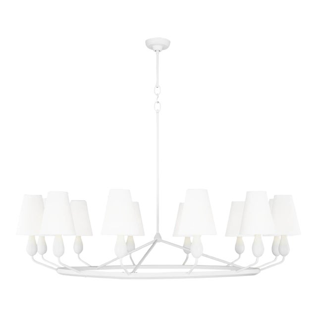 Thomas O'Brien by Visual Comfort Studio Ziba 12-Light Extra Large Chandelier in Matte White For Sale