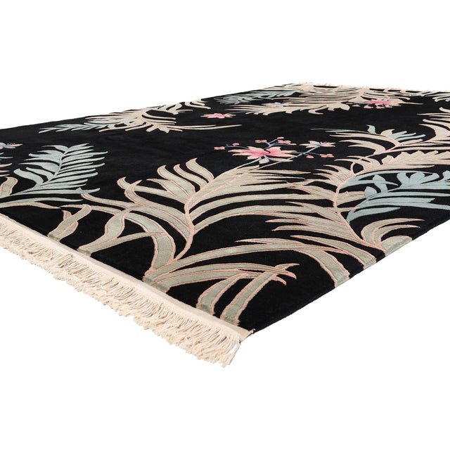 79352 Vintage Chinese Art Deco Rug, 08'06 x 11'06. The Shanghai Palm Court: A Nichols-Era Chinese Art Deco Rug of Refined...