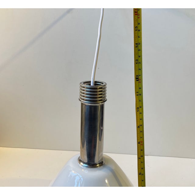 Modern Italian Ceiling Lamp in White Opaline Glass & Chrome, 1970s For Sale - Image 6 of 7