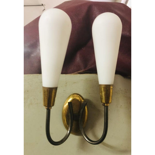 Brass and Glass Wall Lamps attributed to Stilnovo, 1950s, Set of 2, in Very Good conditions. Designed 1950 to 1959 This...