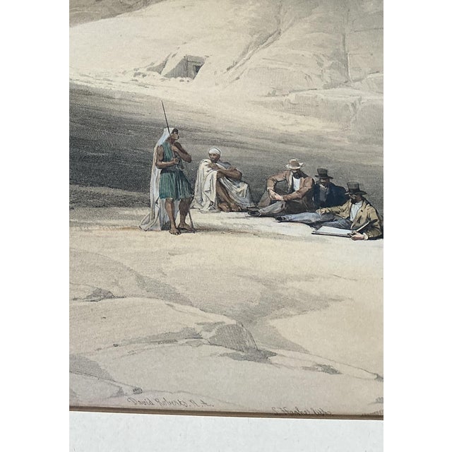 Late 19th Century Late 19th Century Large Hand-Colored David Roberts r.a. Lithograph – Entrance to the Tombs of the Kings of Thebes – Framed Egyptian Grand Tour Print For Sale - Image 5 of 10