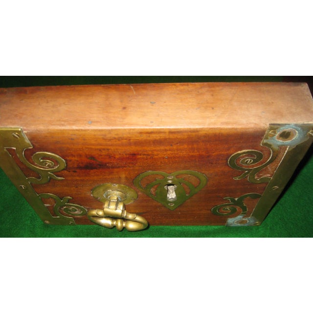 Early 19th Century 18th century Georgian Decorative Mahogany and Brass Door Lock in Heart Design For Sale - Image 5 of 7