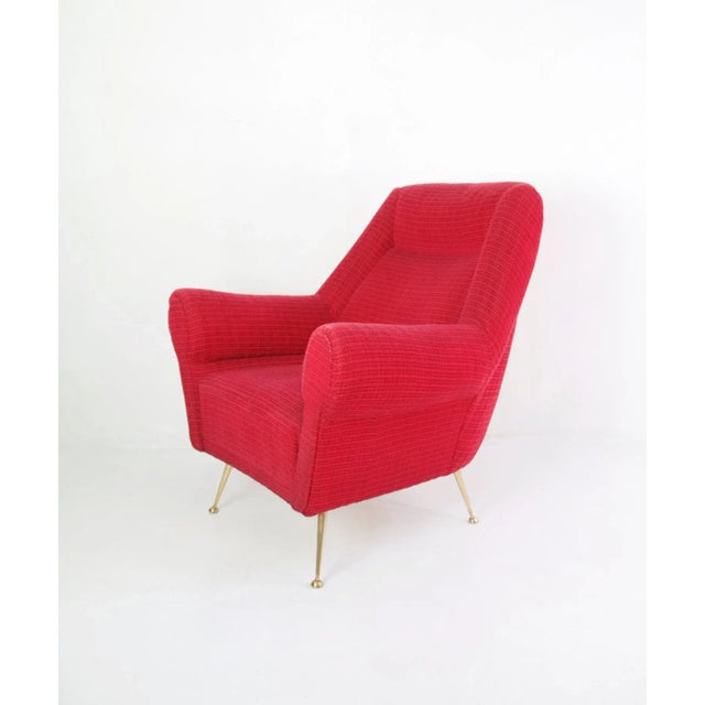 Red Set of Mid-Century Armchairs by Gigi Radice for Minotti, Italy, 1950s For Sale - Image 8 of 12