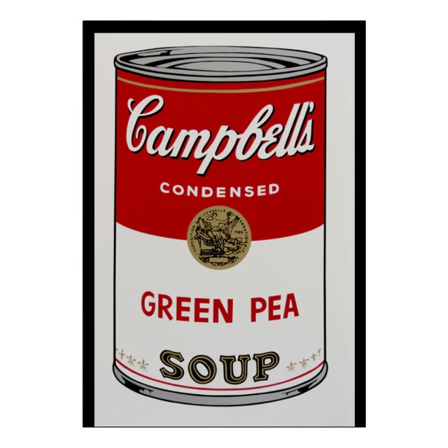 Sunday B. Morning after Andy Warhol, Campbells Green Pea Soup, Silkscreen Print, Framed For Sale