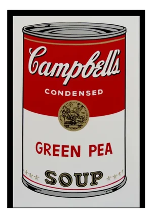 Sunday B. Morning after Andy Warhol, Campbells Green Pea Soup, Silkscreen Print, Framed