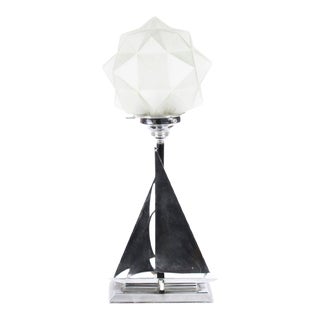 Art Deco Chrome Sail Yacht Table Lamp, 1920s For Sale