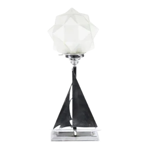 Art Deco Chrome Sail Yacht Table Lamp, 1920s