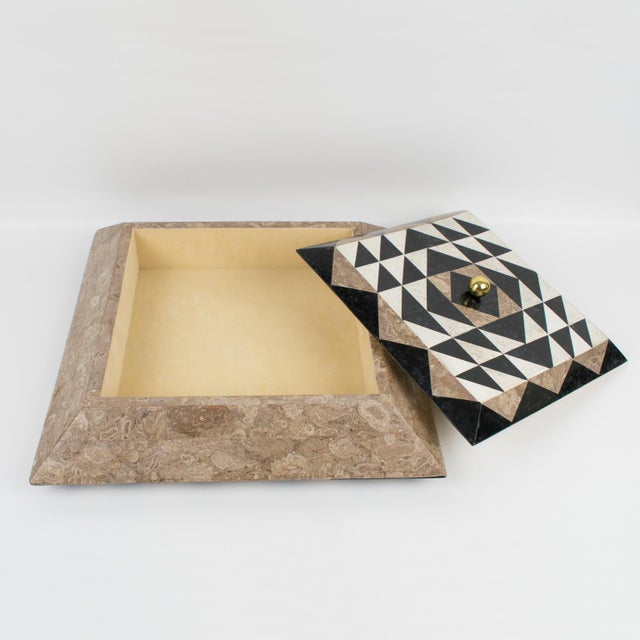 Maitland-Smith Oversized Tessellated Marble Stone Box, circa 1980 For Sale - Image 14 of 16