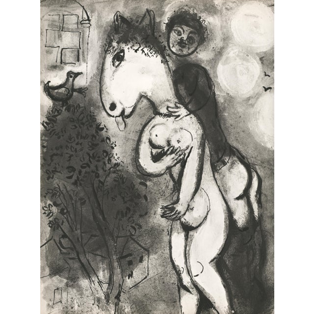 Original 1950 Lithograph "Le Jumont De Compere Pierre" After an Ink Wash Painting by Marc From "Contes De Boccace" by Marc Chagall For Sale