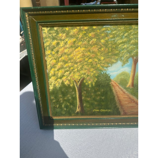 1970s Framed Foliage and Path Landscape Painting, Signed by the Artist For Sale - Image 4 of 9