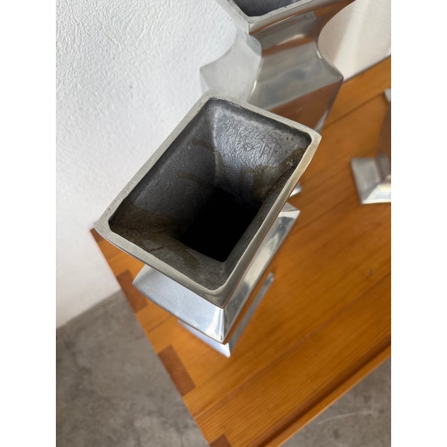 Vintage Vases in Aluminum, 1970s, Set of 4 For Sale - Image 14 of 18