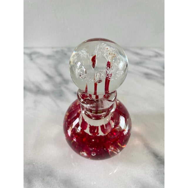 Glass Mid 20th Century Bill Knight Blown Art Glass Perfume Bottle Paperweight For Sale - Image 7 of 9