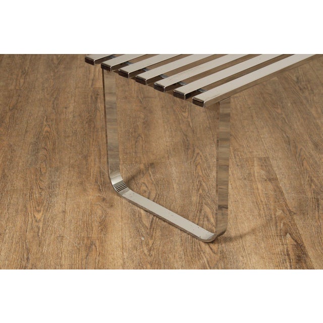 Silver Design Institute of America Modern Slatted Chrome Bench For Sale - Image 8 of 12