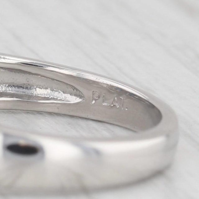 Platinum Round Semi Mount Engagement Ring Platinum Diamond Sapphire Size 6.25 For Sale - Image 8 of 8