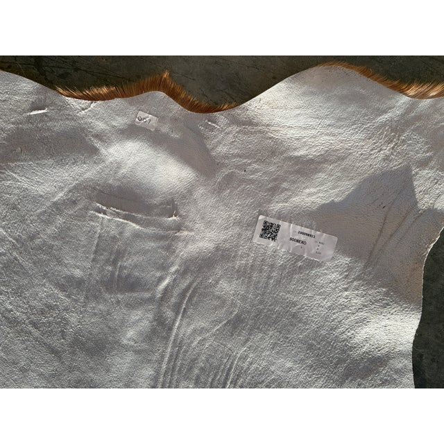 Farmhouse Hair on Hide Genuine Cowhide Mini Wall Hanging Approx 5 Sq Ft. Brown and Ivory For Sale - Image 3 of 3