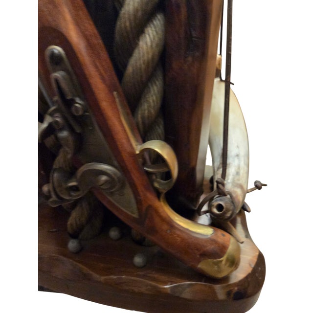 Vintage Pirates Caribbean Table Lamp Flintlock Block Tackle Pulley Nautical Maritime For Sale - Image 10 of 17