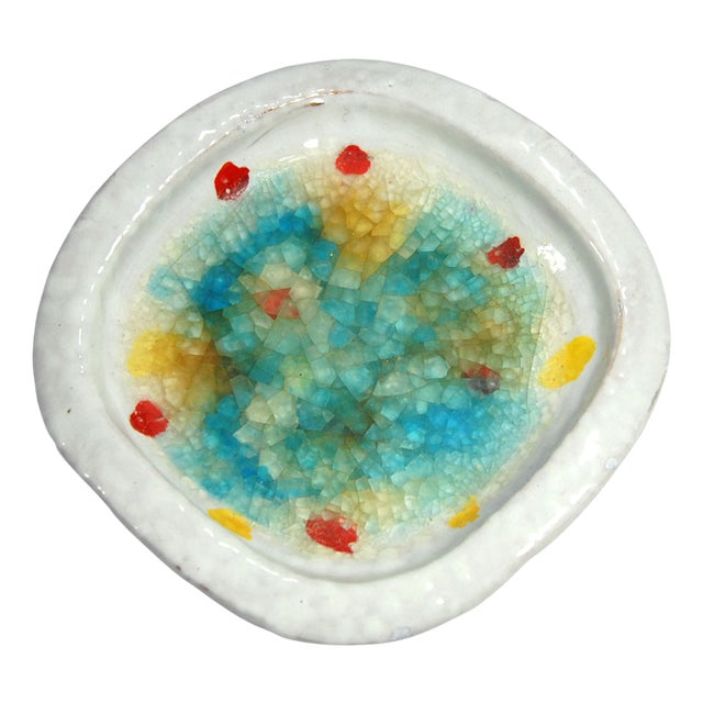 Small Italian Ceramic and Fused Glass Dish by Aldo Londi for Bitossi, 1960s For Sale