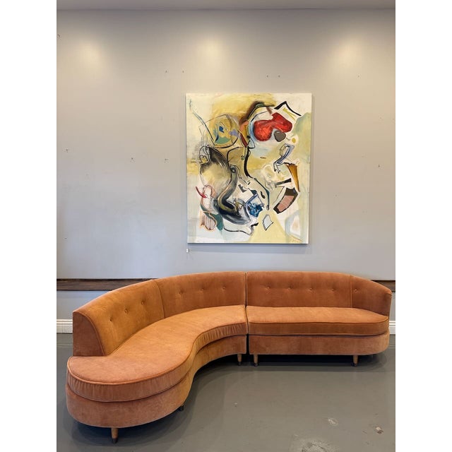 Mid-Century Modern 1950's Peach Sectional For Sale - Image 3 of 12