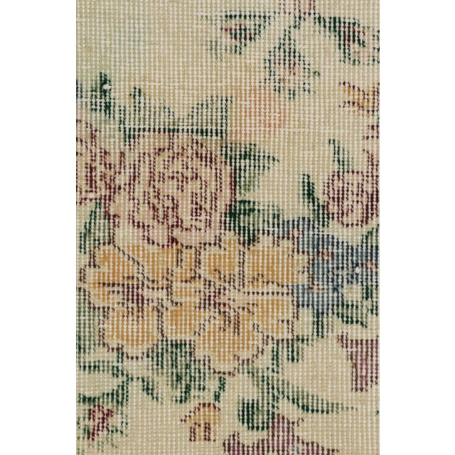 1960s Vintage Zeki Müren Rug in Beige With Pastel Jewel-Tone Florals, From Rug & Kilim For Sale - Image 5 of 7