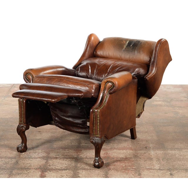 Vintage Reclining Brown Leather Chair Chairish