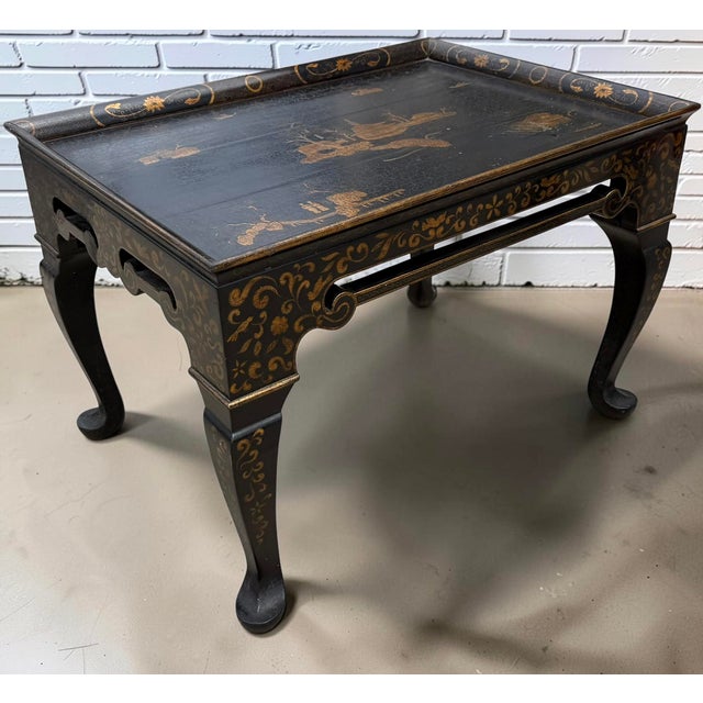 1990s Rose Tarlow Melrose House Black Chinoiserie English Tea or Cocktail Table For Sale - Image 5 of 5
