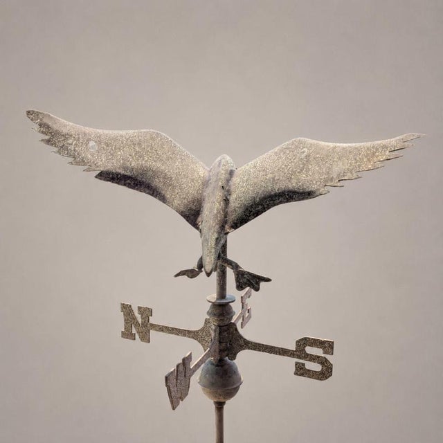 Metal Antique Three-Dimensional Copper Weathervane with Open-Winged Duck, 1900s For Sale - Image 7 of 8