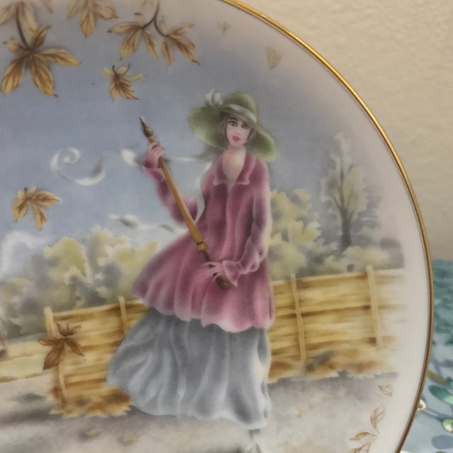 Ceramic Vintage English Bone China "Seasons of the Year: Autumn" Cabinet Plate For Sale - Image 7 of 8