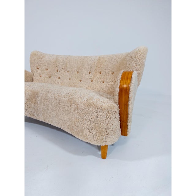 Swedish Modern Sheepskin Sofa, 1940s For Sale - Image 3 of 17