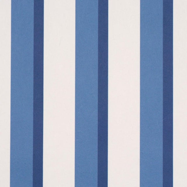 Traditional Sample - Schumacher Rigsby Stripe Wallcovering In Delft For Sale - Image 3 of 6