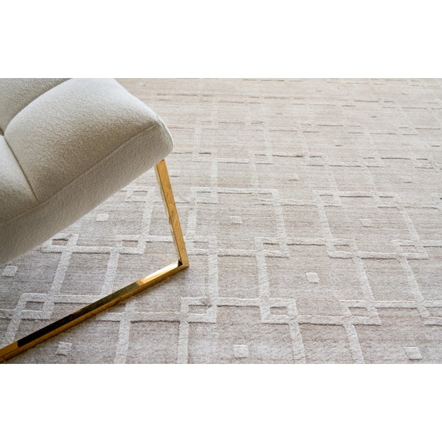2020s Exquisite Rugs Devonshire Handmade Bamboo Silk & Cotton Beige Rug-10'X14' For Sale - Image 5 of 7