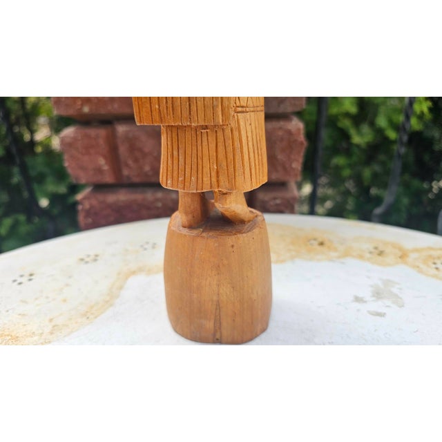 1970s Vintage Wooden Carved Thai Woman Wai, 1970s For Sale - Image 5 of 13