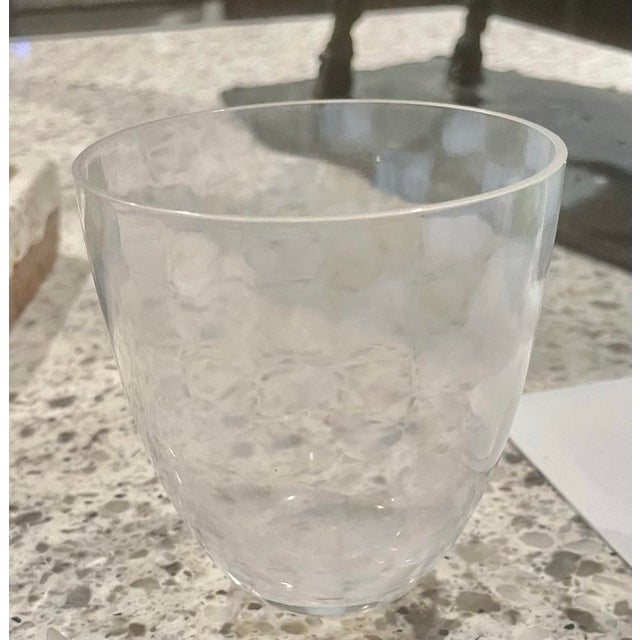 2000 - 2009 Etched Crystal Water Glass With a Pottery Tray, Accented With a Raven For Sale - Image 5 of 7