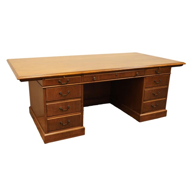 Contemporary Stow & Davis Solid Walnut Contemporary Traditional 84" Executive Office Desk For Sale - Image 3 of 12