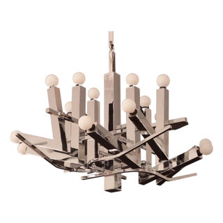 1970s Italian Modernist Sixteen Light Chandelier For Sale