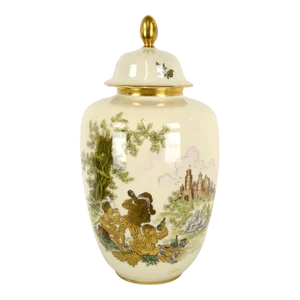 Mid-Century Hertel Jacob German Porcelain Ginger Jar, Signed Fuchs-Nadler