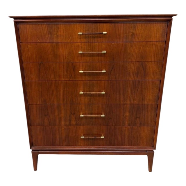 Mid-Century Modern 5-Drawer Walnut High Chest - Refinished! For Sale