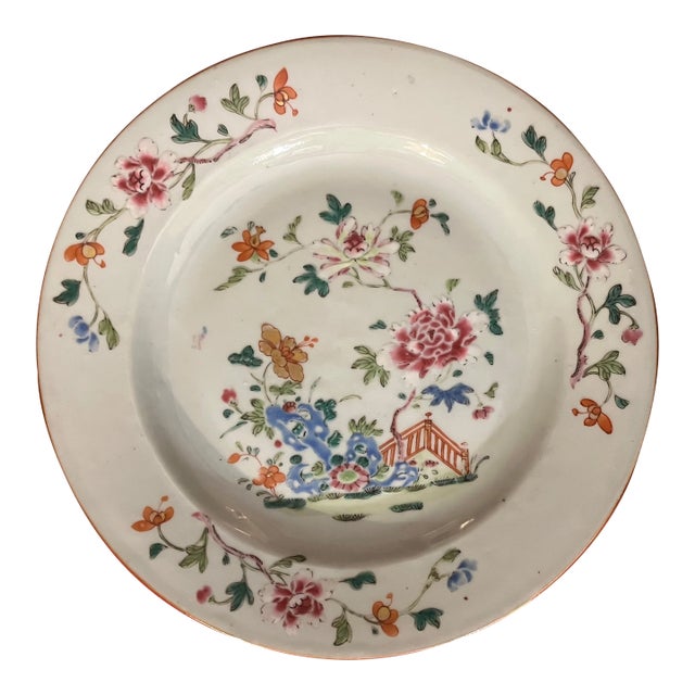 Antique 18th Century Chinese Export Porcelain Qianlong Famille Rose Plate For Sale