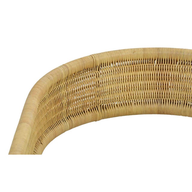 Tan Contemporary Coastal Rattan Barrel Dining Chair For Sale - Image 8 of 12