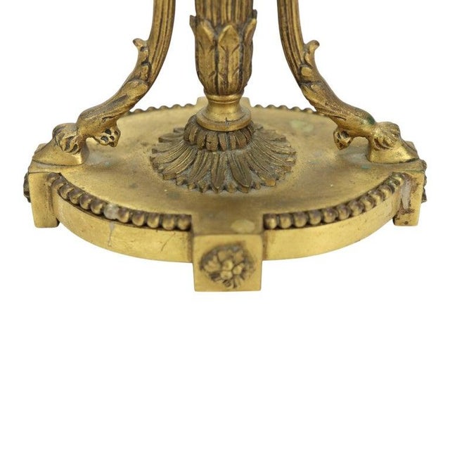 French Chelsea Neoclassical Gilt Bronze & Marble Mantle Clock Girandole Set For Sale - Image 16 of 18