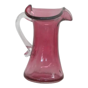 Pilgrim Glass Style Cranberry Pink Ruffled Rim Small Pitcher Creamer