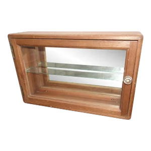 1940s Wall Mount Storage Cabinet with Two Shelves & Mirrored Back