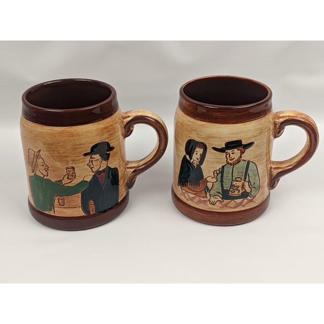 Vintage Pennsbury Pottery Pennsylvania Dutch Pitcher & Mug Set - Five Pieces For Sale - Image 10 of 17