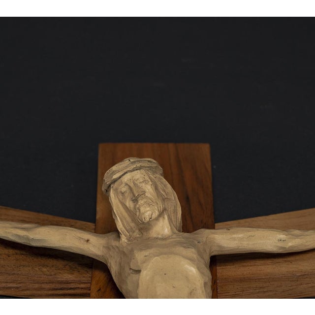 Brutalist Wooden Cross with Christ Figure, 1950s For Sale - Image 4 of 11