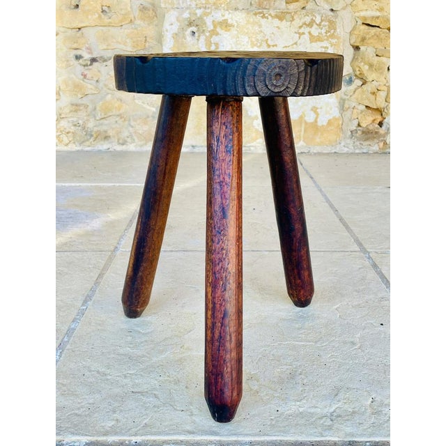 Vintage French Farmhouse Milking Stool on Tripod Legs For Sale - Image 14 of 14