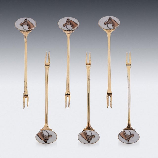 20th Century Silver Cased Cocktail Picks Horse Racing, 1960s, Set of 6 For Sale - Image 3 of 11