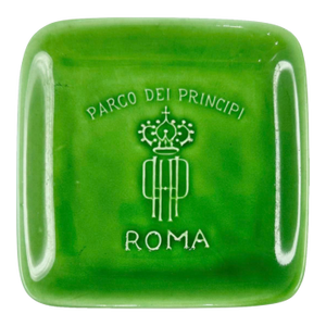 Vintage Parco Dei Principi Rome Ashtray Green Ceramic Hotel Catchall Italy
