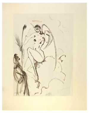 Salvador Dali, The Archangel Gabriel, Woodcut, 1963