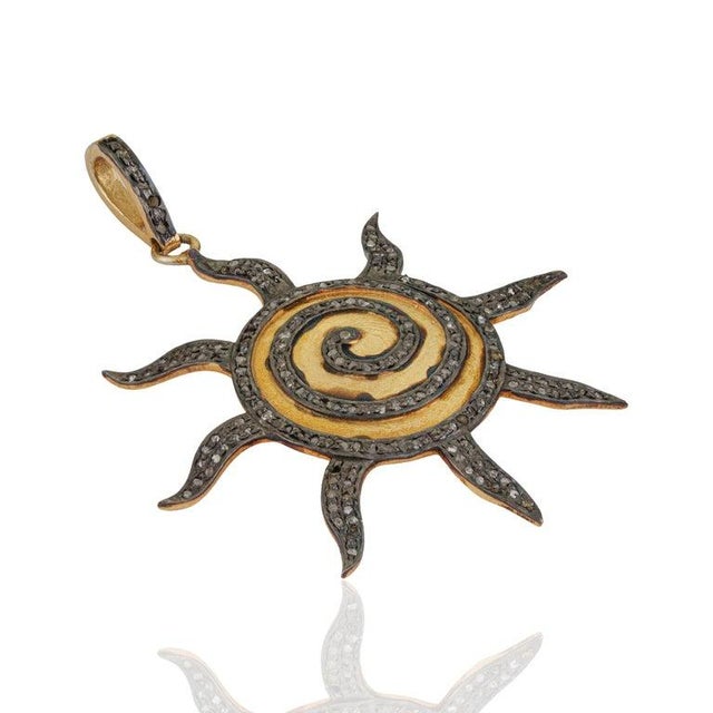 Art Deco Antique-Inspired Spiral Sun Diamond Pendant in Sterling Silver For Sale - Image 3 of 12