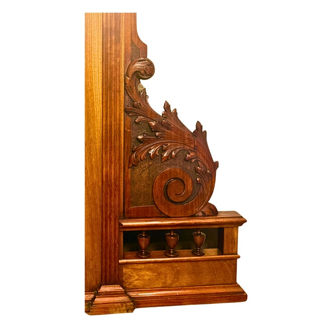 *Large Antique Victorian Mirror**Carved Solid Walnut W/Beveled Mirror**Great Condition**OBO** For Sale In Denver - Image 6 of 8